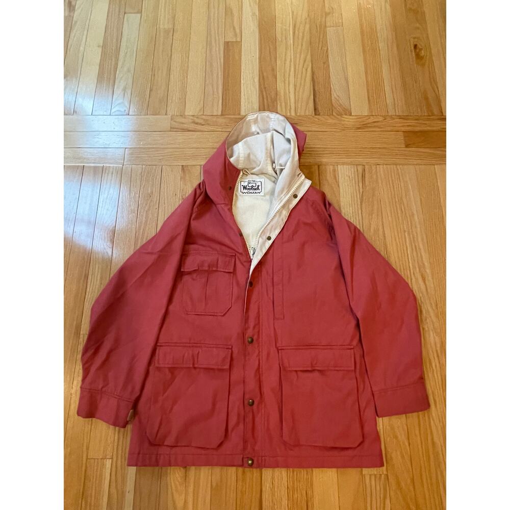 Vintage Woolrich Hooded‎ Anorak: Red Lined Parka, Women's 1980's 1990's, pockets